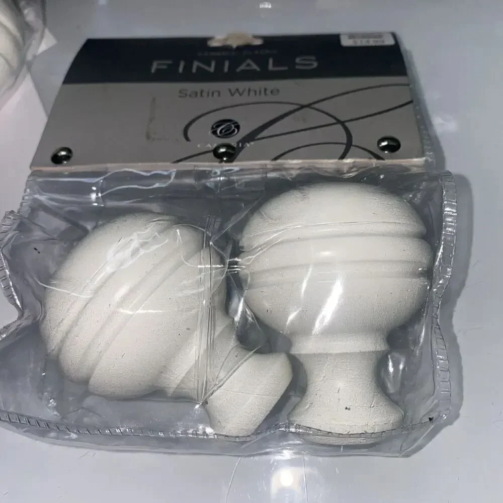 *Cambria Classic Complete Orbit Finial in Satin White Set of 2 Cast Zinc Metal